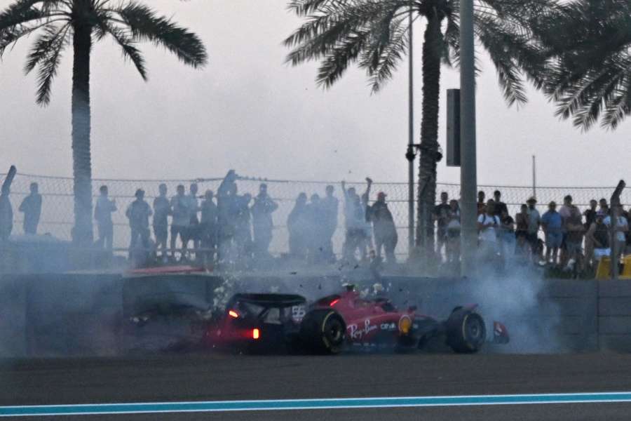 Carlos Sainz lost control and spun into the barriers