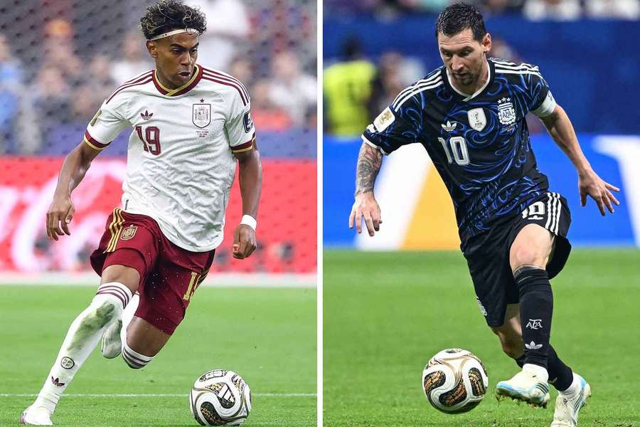 Lamine Yamal (l.) oder Lionel Messi: Nur einer kann die Trophäe am Ende in die Höhe stemmen