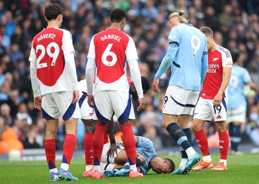 Rodri was injured during the first half against Arsenal on Sunday