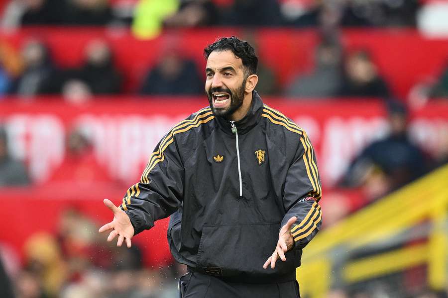 Ruben Amorim reacts during Man Utd's win over Sunderland