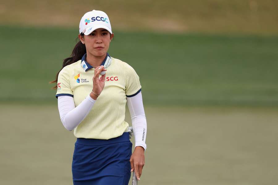 Pajaree Anannarukarn of Thailand after her birdie putt on the ninth green during the first round of the Ford Championship