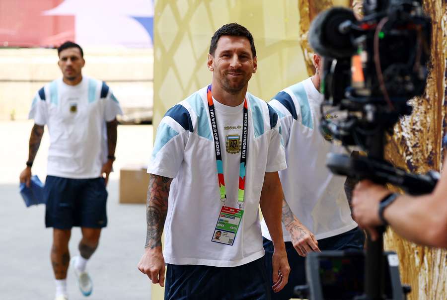 Argentina's Lionel Messi arrives at the stadium before the match Argentina's Lionel Messi arrives at the stadium before the match