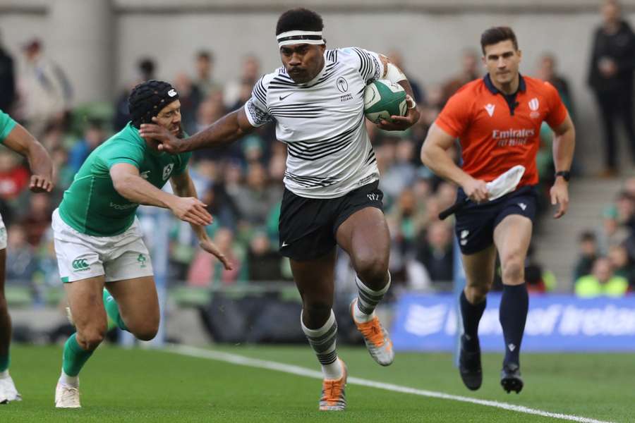 Fiji winer Vinaya Habosi in action against Ireland