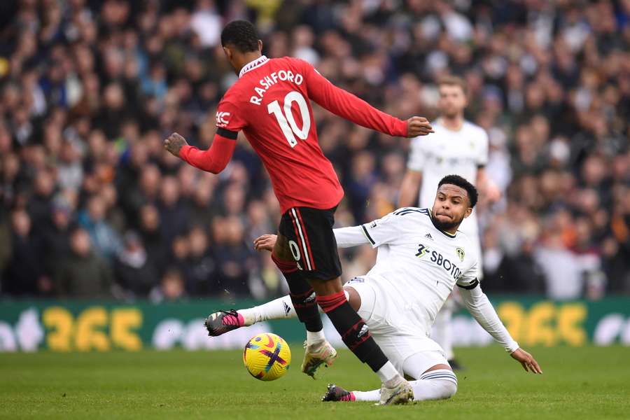 Marcus Rashford i duel med Weston Mckennie. Marcus Rashford i duel med Weston Mckennie.
