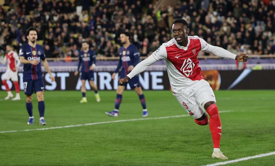 Monaco's Folarin Balogun celebrates scoring