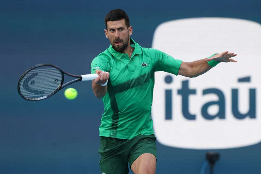 Novak Djokovic in action at the Miami Open