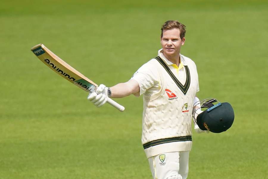 Steve Smith celebrates his 32nd Test century