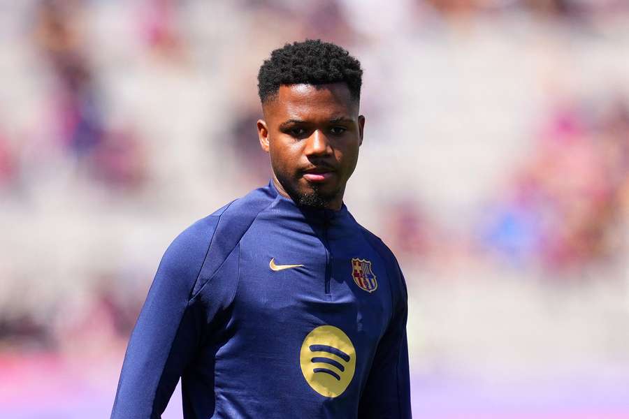 Ansu Fati before a match for Barcelona