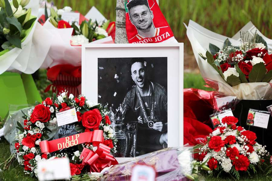Flower tributes outside Liverpool's Anfield Stadium