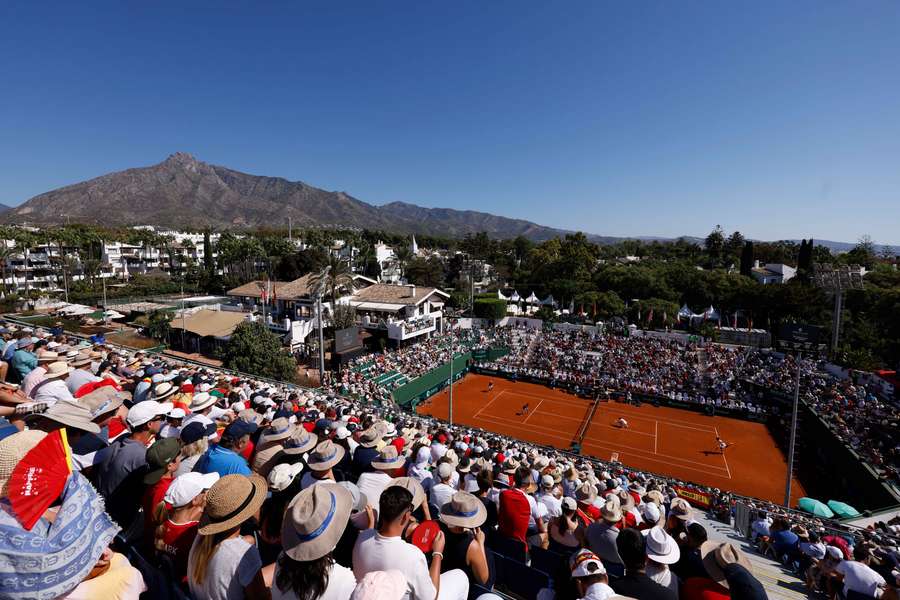 Fans watch on during the Davis Cup tie between Spain and Denmark