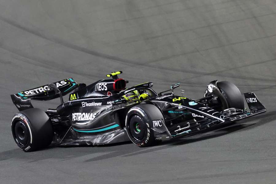 Mercedes' British driver Lewis Hamilton competes during the Saudi Arabian Grand Prix