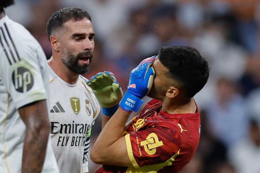 Carvajal, en el momento de su lance con Rulli