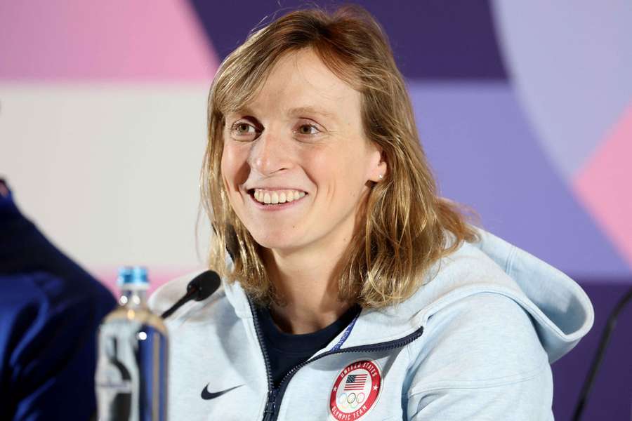 USA's Katie Ledecky during press conference ahead of the Paris 2024 Olympics