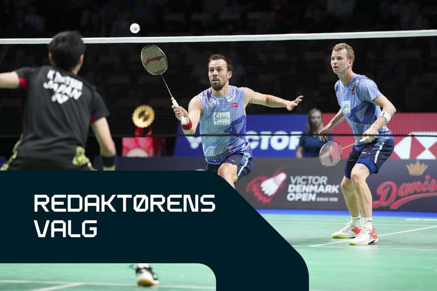 Kim Astrup (th) og Anders Skaarup Rasmussen i herredouble mod japanske Keiichiro Matsui og Yoshinori Takeuchi under Denmark Open