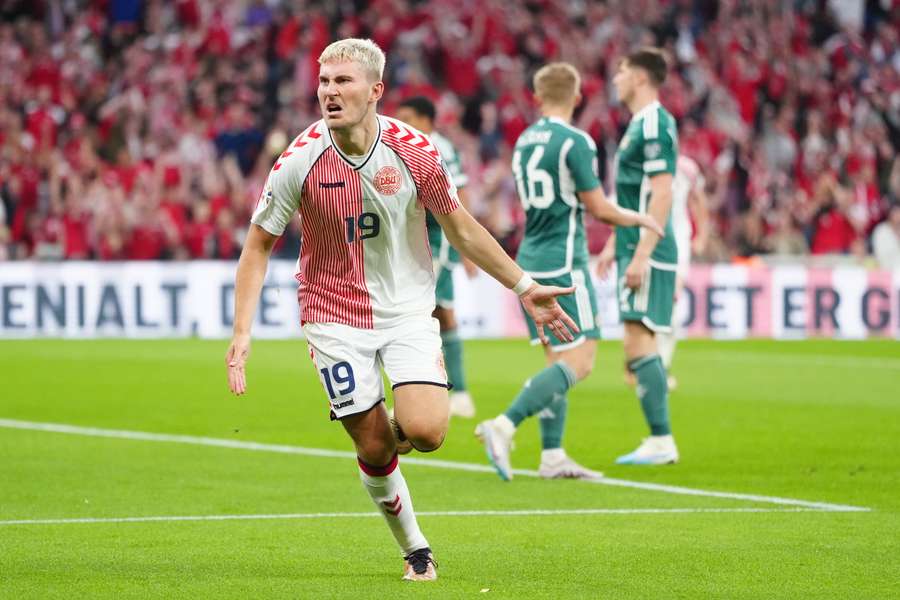 Jonas Wind jubler efter scoring. Jonas Wind jubler efter scoring.