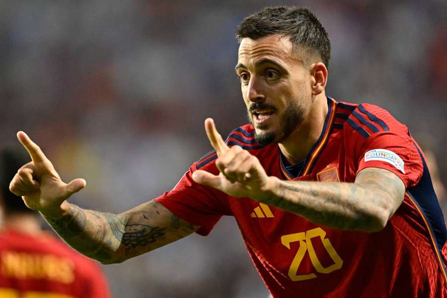 Joselu celebrates after scoring against Italy in the semi-final of the Nations League