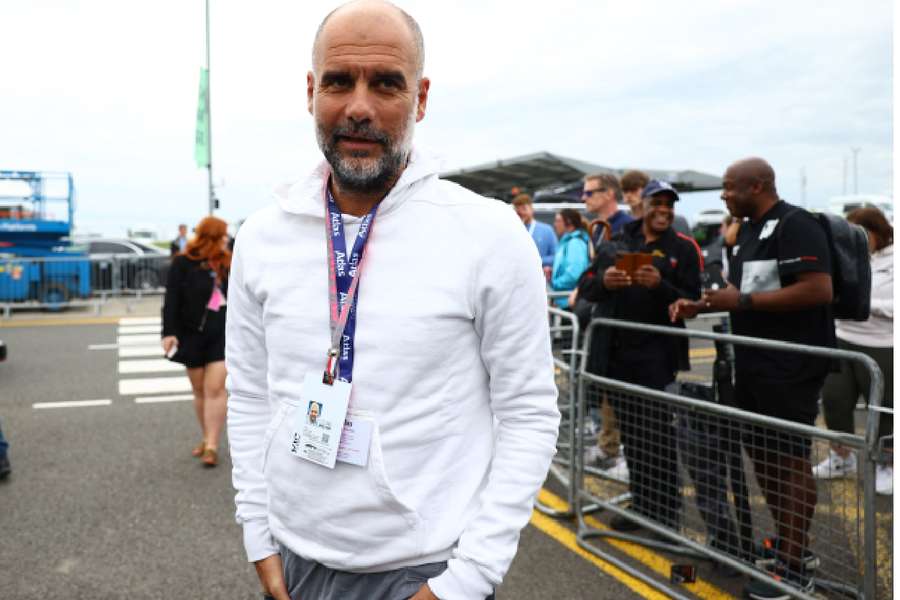 Manchester City manager Pep Guardiola at the British Grand Prix in July 2023