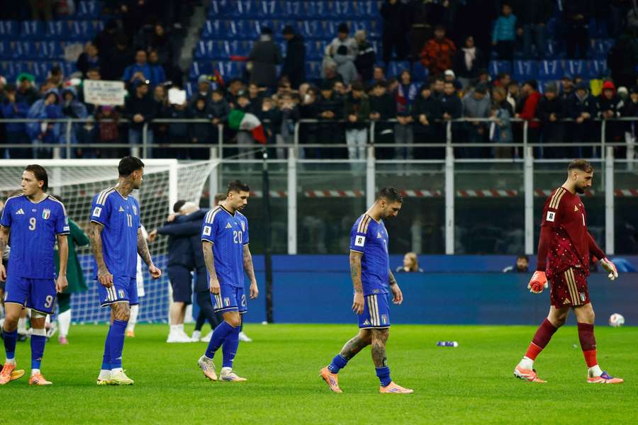 Italy are left disappointed after losing in World Cup qualifying to Norway, condemning them to second in the group. Italy are left disappointed after losing in World Cup qualifying to Norway, condemning them to second in the group.