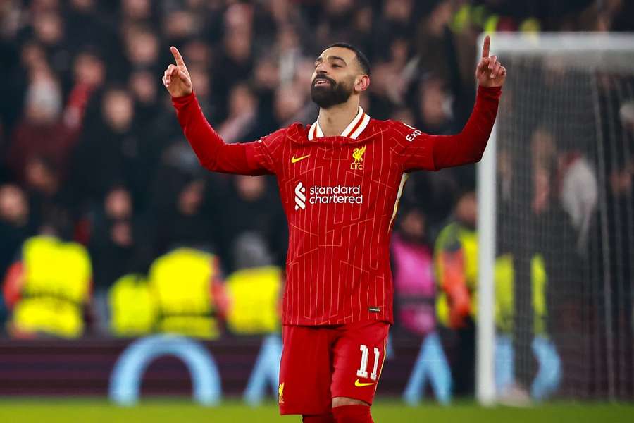 Salah, celebrando uno de sus últimos goles con el Liverpool Salah, celebrando uno de sus últimos goles con el Liverpool