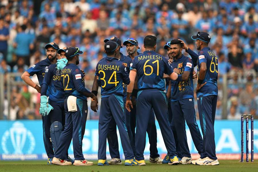 Sri Lanka's players during their heavy defeat to India