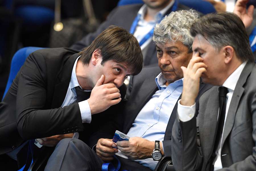 Cristi Chivu, Mircea Lucescu și Ionuț Lupescu, la sediul FRF, 2018