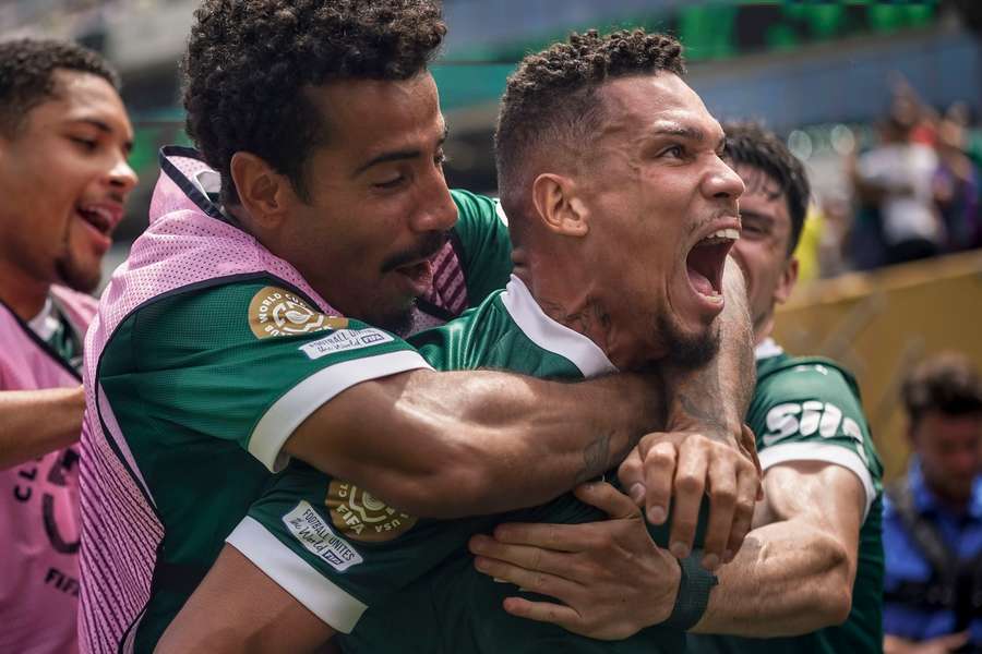 Paulinho celebrates his winning goal