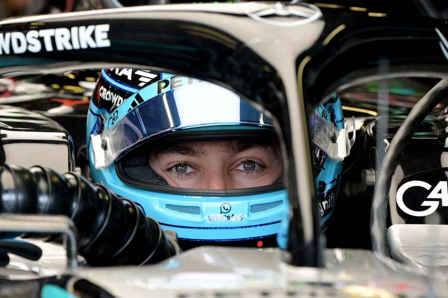 George Russell during practice