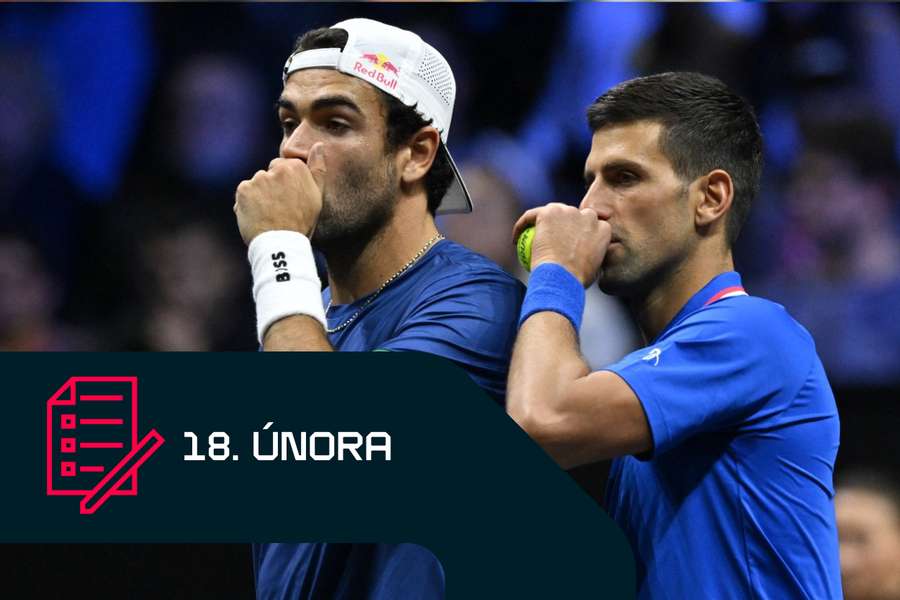Matteo Berrettini (vlevo) se střetne v Dauhá s Novakem Djokovičem, po jehož boku se objevil i v deblu.