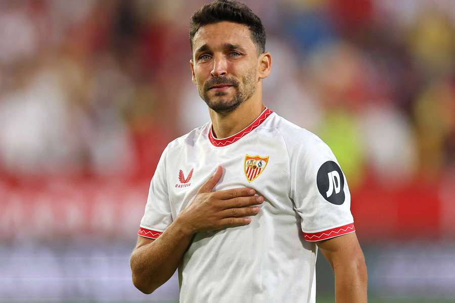 Jesús Navas, emocionado en el Sánchez-Pizjuán