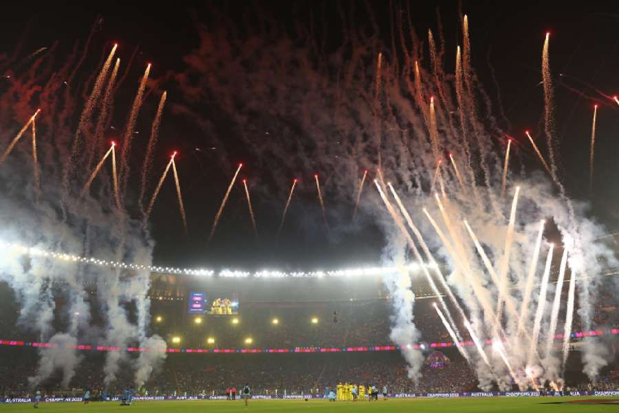 Fireworks go off after Australia's win