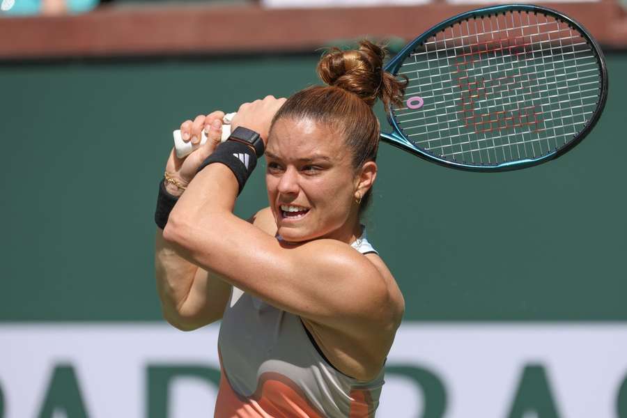 Sakkari met een backhand tegen Kalinina