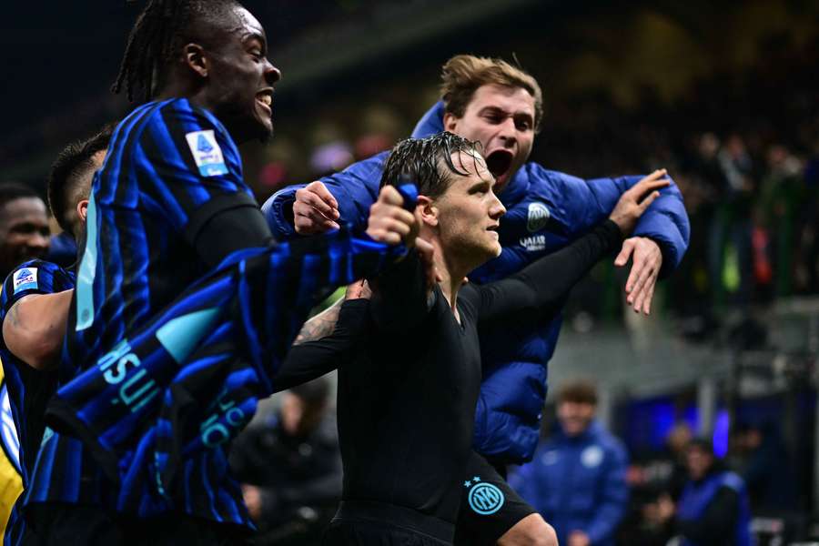 La festa dei giocatori dell'Inter