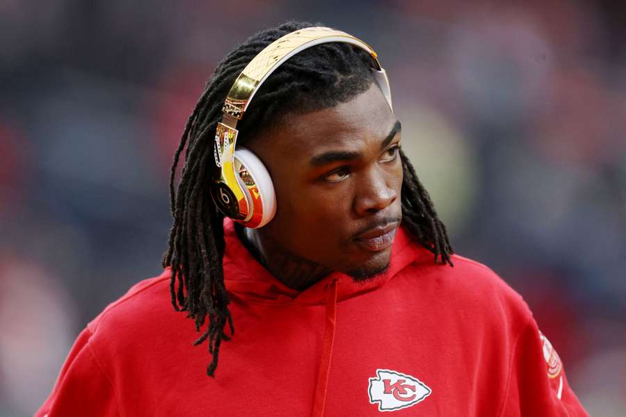 Kansas City Chiefs Rashee Rice warming up before Super Bowl LVIII (2024)