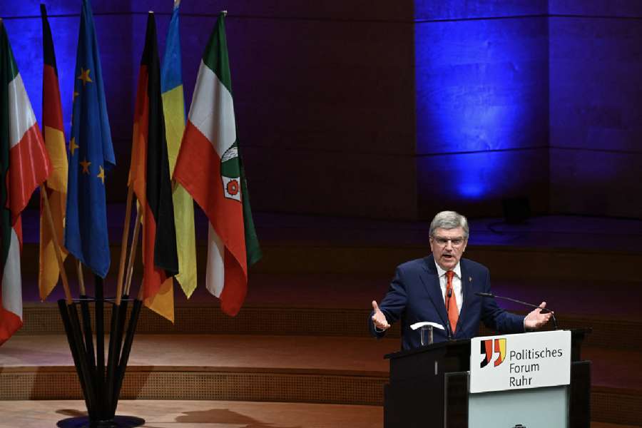 Thomas Bach, President of the International Olympic Committee IOC speaks to the Ruhr Political Festival