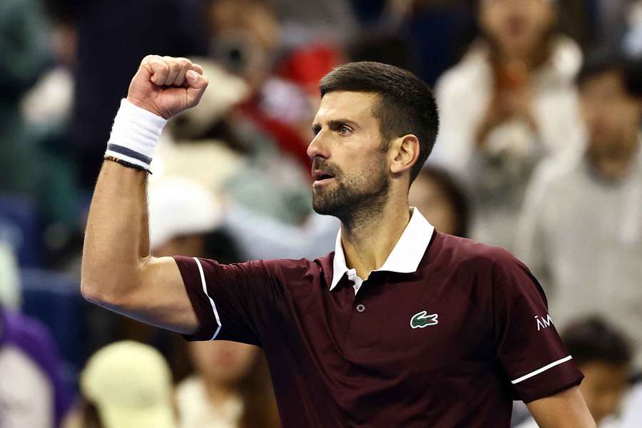 Djokovic celebrates his win