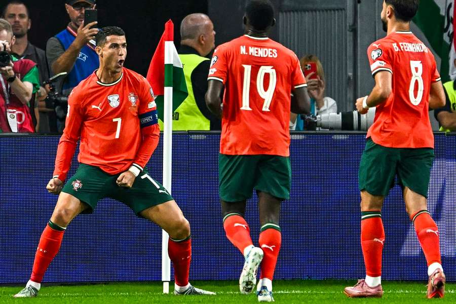 Cristiano Ronaldo celebrates after giving Portugal a 2-1 lead