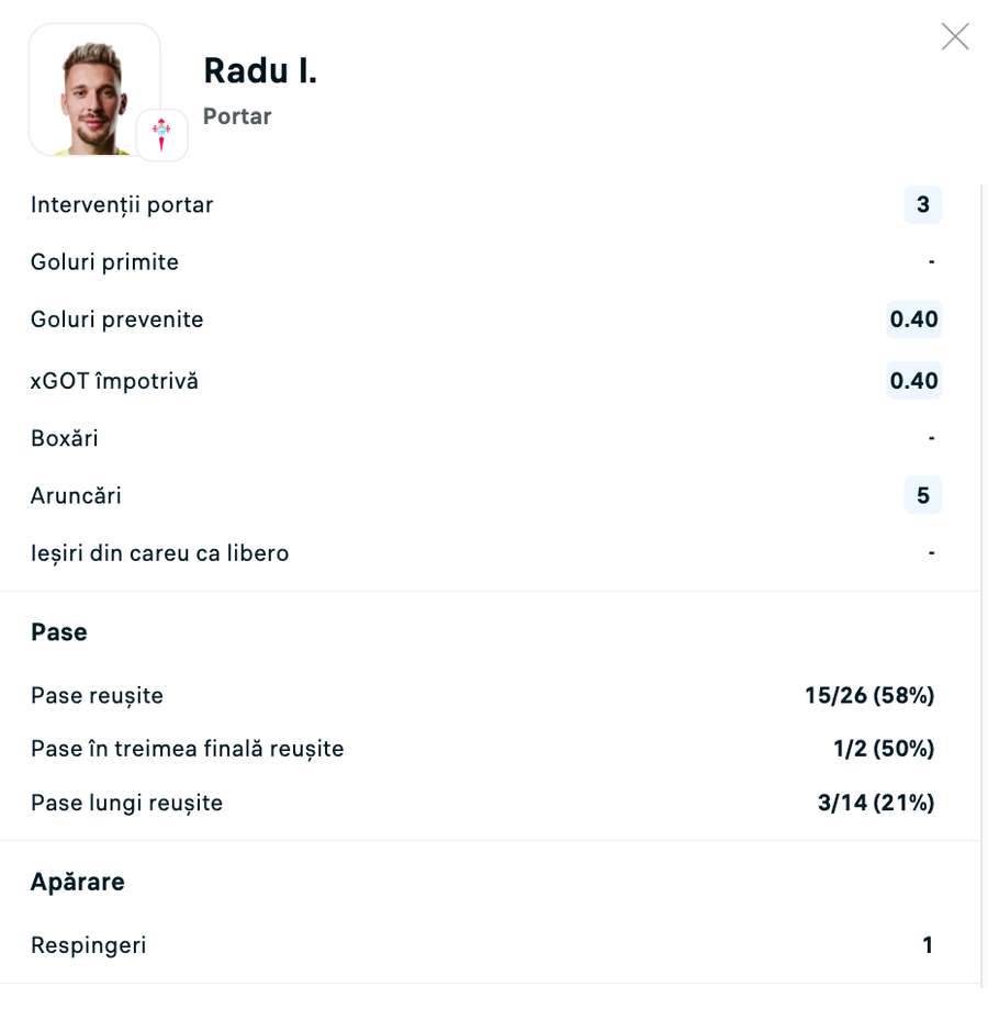 Statistici Ionuț Radu