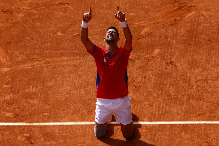 Djokovic celebrates his win