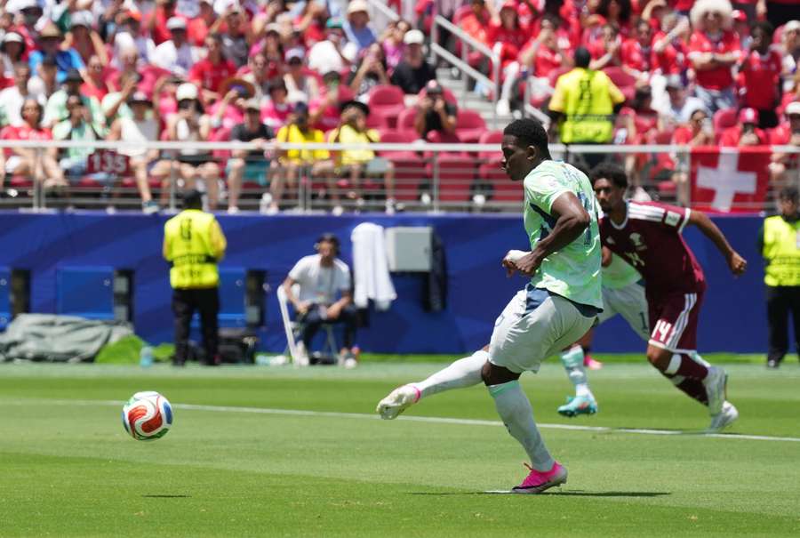 Switzerland's Breel Embolo scores from the penalty spot Switzerland's Breel Embolo scores from the penalty spot