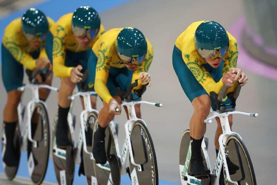 Oliver Bleddyn of Australia, Sam Welsford of Australia, Conor Leahy of Australia and Kelland O'brien of Australia in action