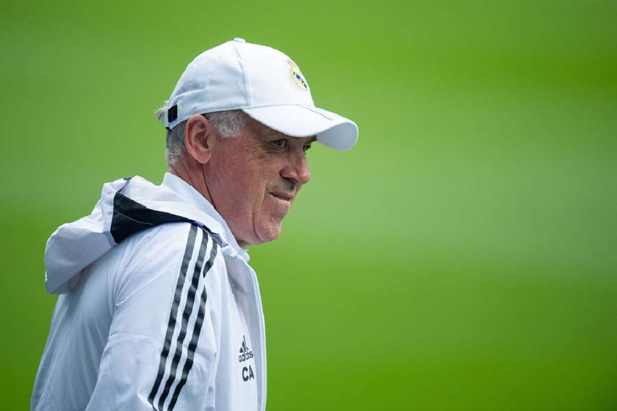 Ancelotti tijdens de training op dinsdag