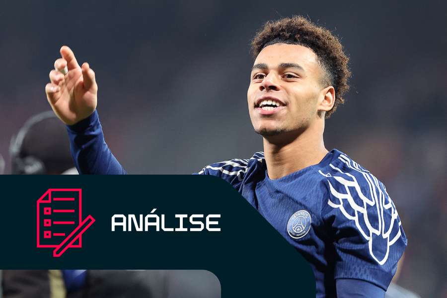 Désiré Doué após a vitória de terça-feira contra o Brest.
