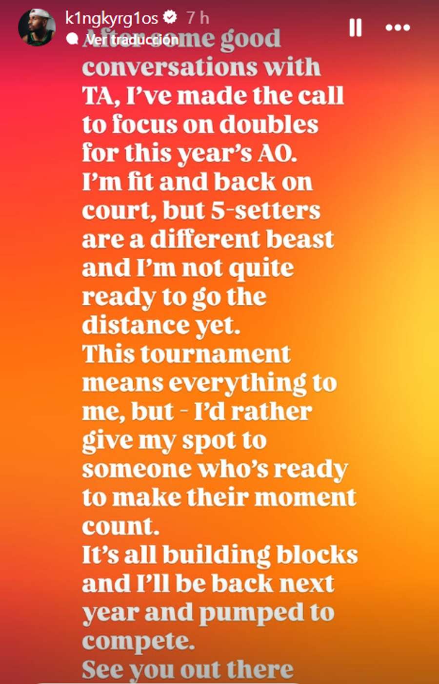 Las palabras de Kyrgios