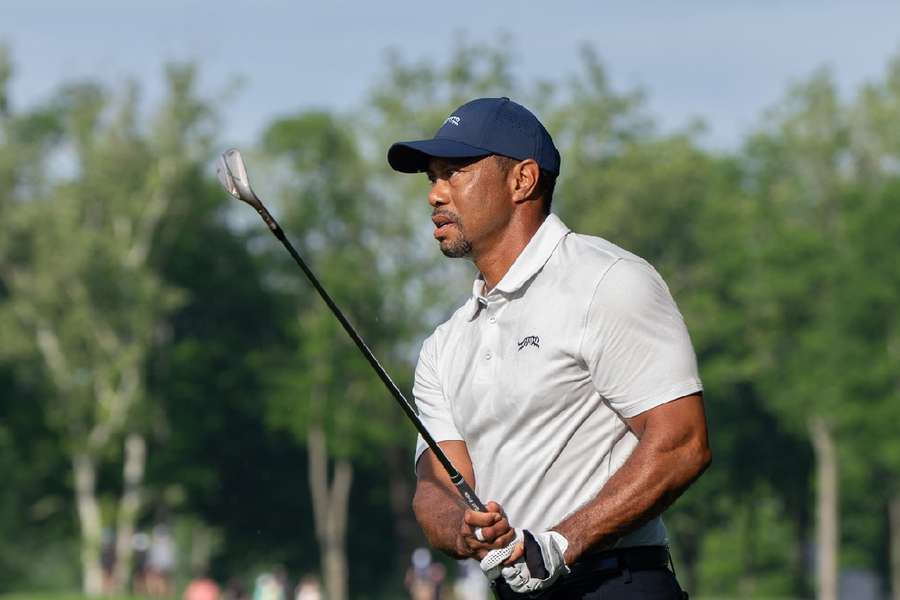 Woods playing a practice round at the PGA Championship