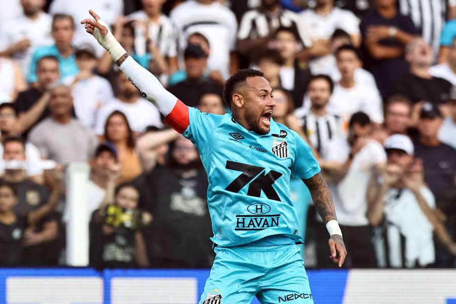 Neymar in action for Santos