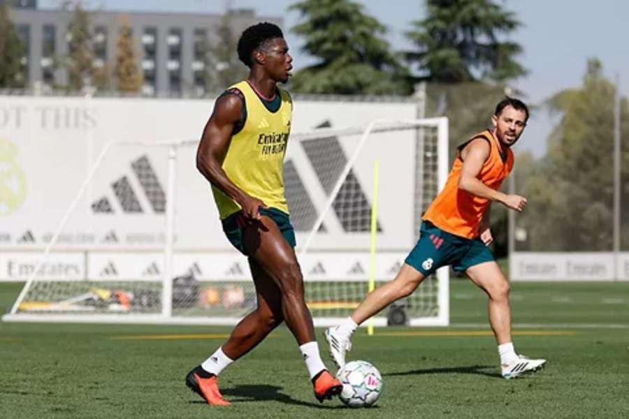 Tchoauméni, entrenando este domingo con el grupo 