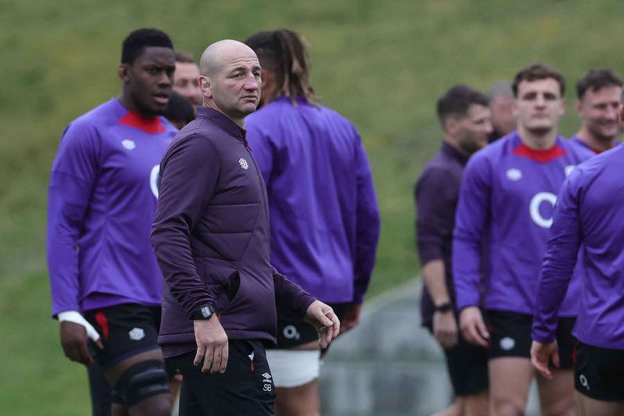 England head coach Steve Borthwick looks on during the England training session
