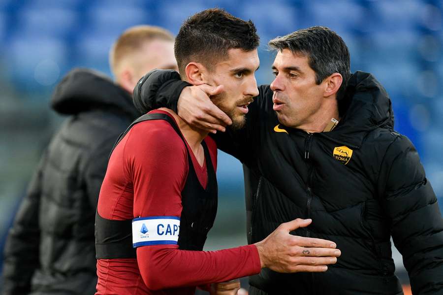 Nuno Campos with Lorenzo Pellegrini at Roma