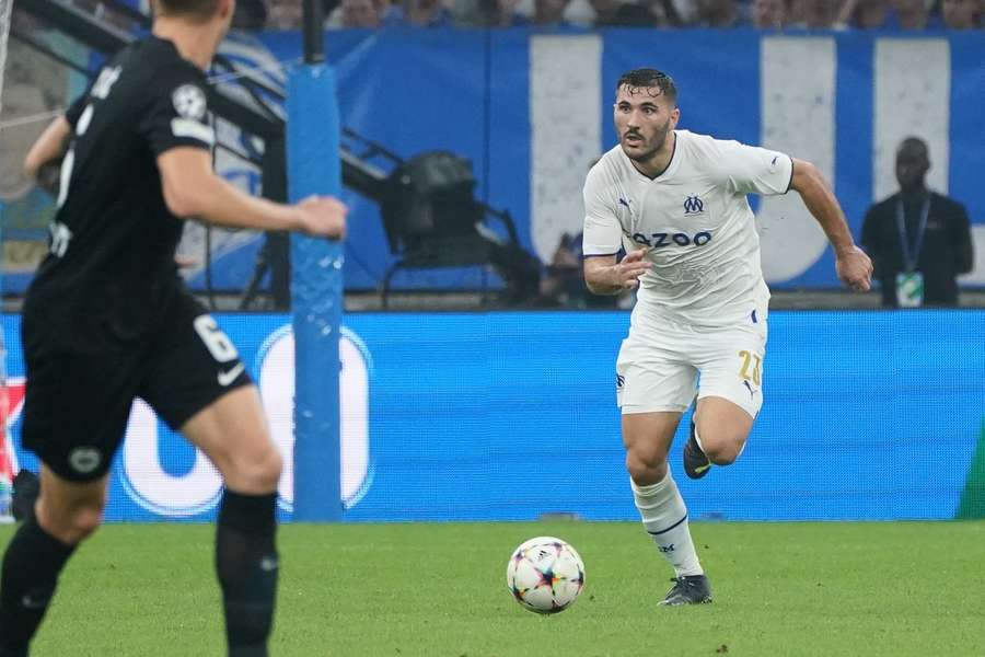 Sead Kolasinac, à la relance lors du match de l'Olympique de Marseille face à l'Eintracht Francfort le 13 septembre.