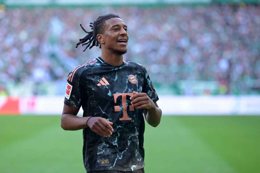 Olise celebrating his goal against Werder Bremen